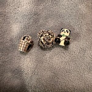 Small Pets Accessory Beads - Gray and Black Panda & Floral Charms